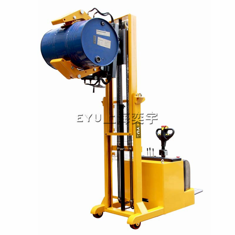 圆形物体不锈钢桶卷膜抱纸机无腿配重式全电动夹抱油桶旋转倒料车