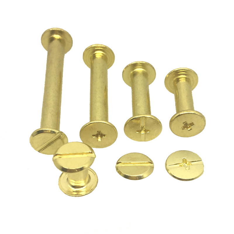 In stock supply lock rivet hand twist golden book nail iron mother nail book binding screw