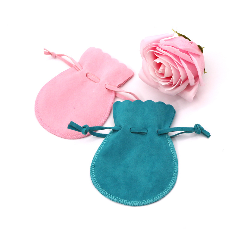 黑色绒布袋束口布袋 粉色圆底绒布袋 抽绳耳机收纳袋可代发