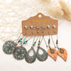 Earrings, retro ethnic set with tassels, European style, suitable for import, ethnic style