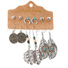 Earrings, retro ethnic set with tassels, European style, suitable for import, ethnic style