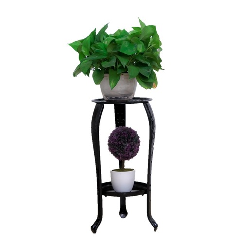 51# European style reinforced iron plant stand for balcony indoor outdoor, double-layer minimalist wide-leg stand