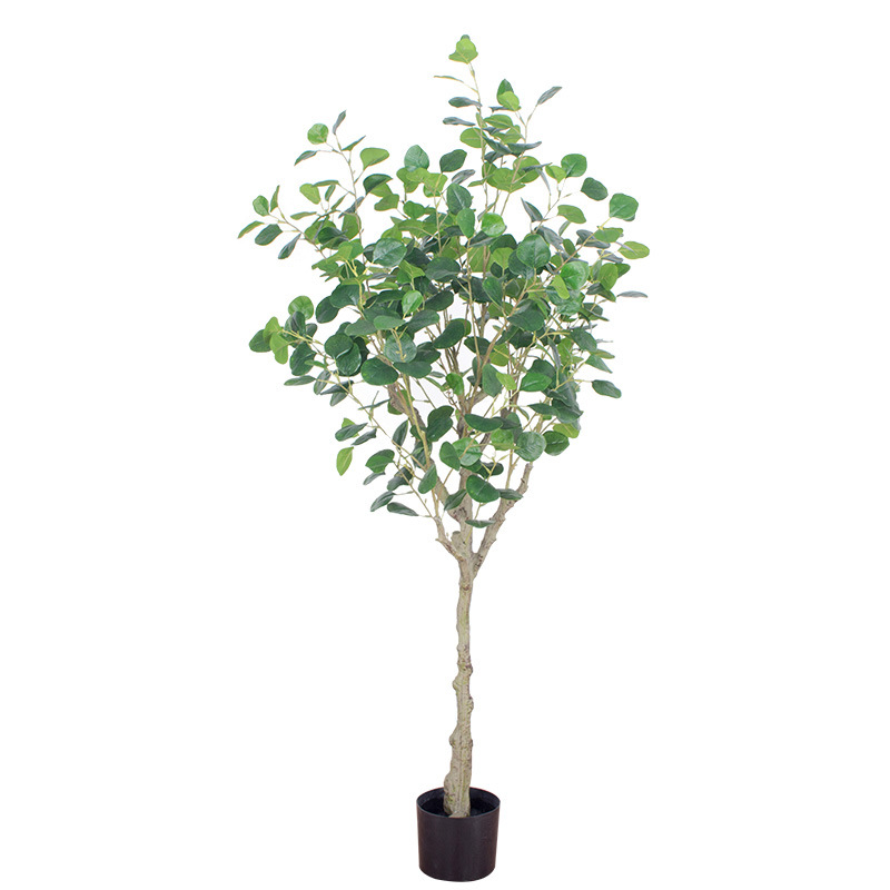 Árbol falso interior con maceta gran planta en maceta árbol de dinero casa oficina decoración de ventana simulación planta verde eucalipto