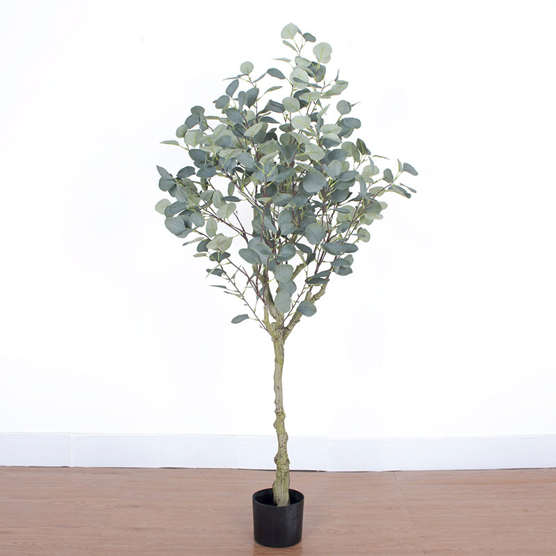 Árbol falso interior con maceta gran planta en maceta árbol de dinero casa oficina decoración de ventana simulación planta verde eucalipto