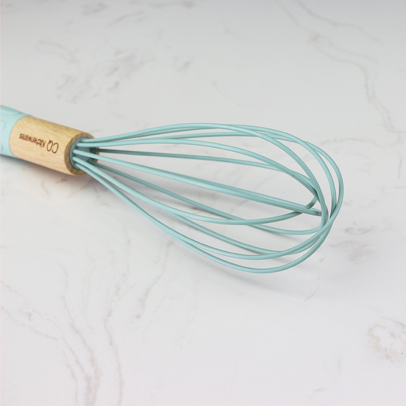 Hogar batidor mango de madera silicona manual huevo batidor mirada talla logo mezclador cocina creativa batidor