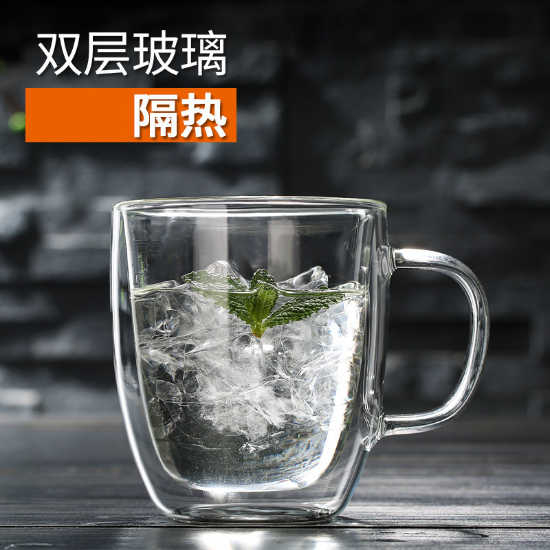 Borosilicato transparente de doble capa de vidrio con mango de alta apariencia taza de té de alta temperatura resistente café taza de leche fabricante