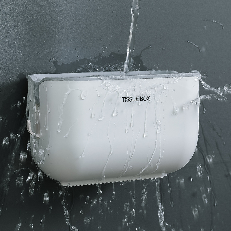 Caja de almacenamiento de pañuelos de baño moderna simple caja de pañuelos montada en la pared hogar inodoro caja de pañuelos impermeable sin perforaciones