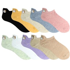 Wholesale 2023 Spring New Ladies Cute Embroidered Cat Ear Socks Solid Color Boat Socks Factory Wholesale
