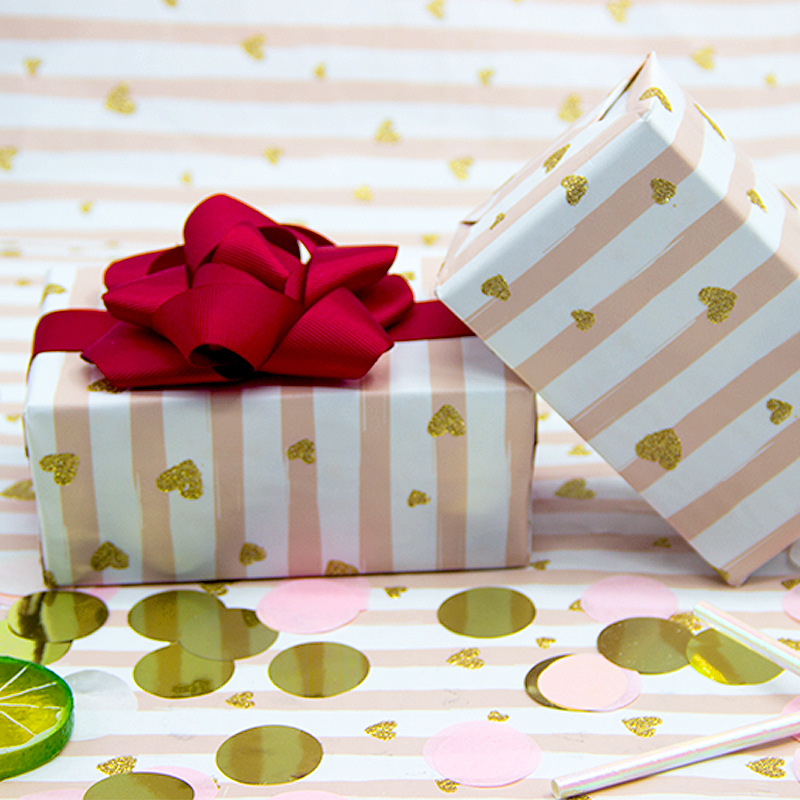 金典烫金撒粉小爱心礼物包装纸礼品包装纸宿舍墙背景纸包书纸