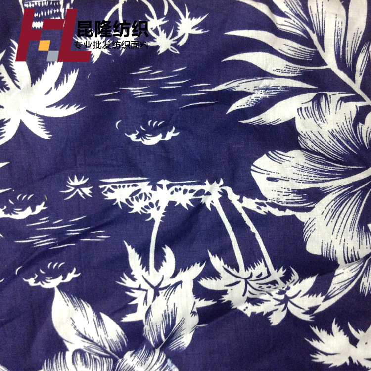 热销 环保全棉服装印夏威夷椰树花布料 女装印夏威夷印花布料批发