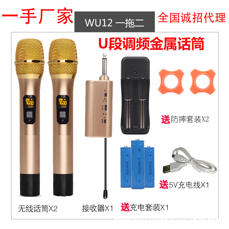 专业无线麦克风话筒一拖二全金属U段家用唱歌ktv户外音响全民k歌|ms