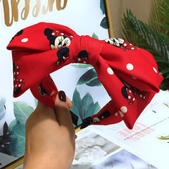 韓版新款紅色雙層蝴蝶結髮箍女時尚可愛卡通米妮寬邊頭箍髮飾批發