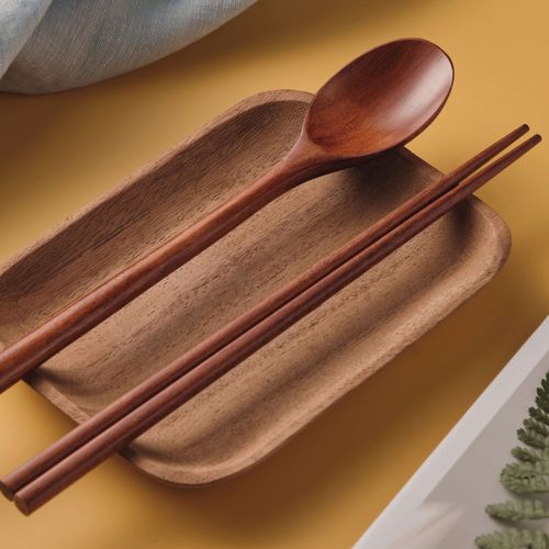 yfjy Korean cooking spoon chopsticks tableware set wooden lunch spoon chopsticks portable household tableware wholesale