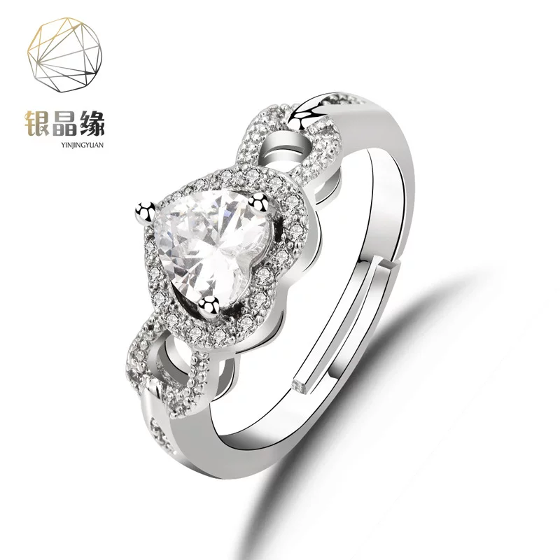 Double-sided wedding ring with zircon, bright catchy style