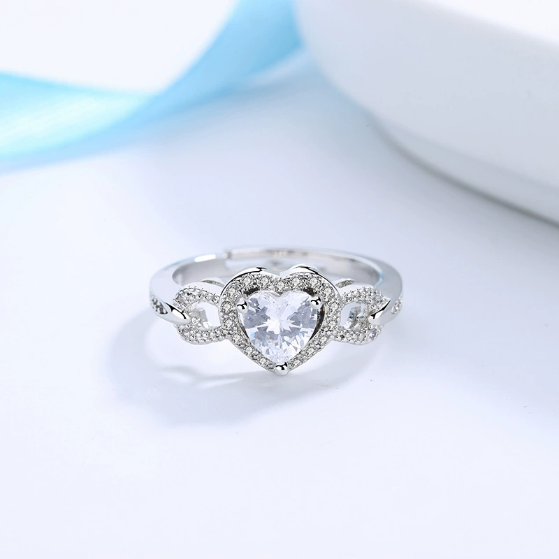 Double-sided wedding ring with zircon, bright catchy style