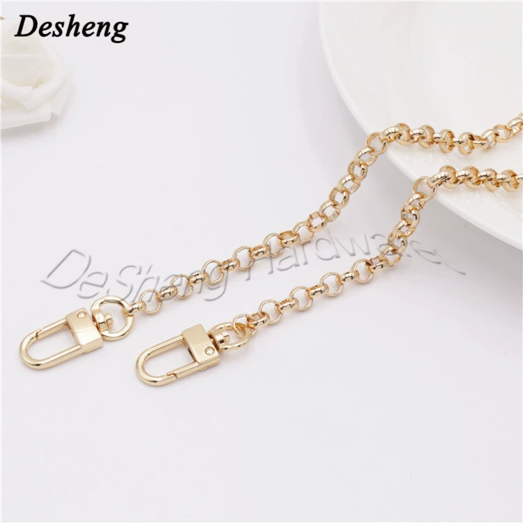 High -end quality metal chain leather female bag shoulder strap 6mmo chain plus dog buckle round iron chain shoulder chain