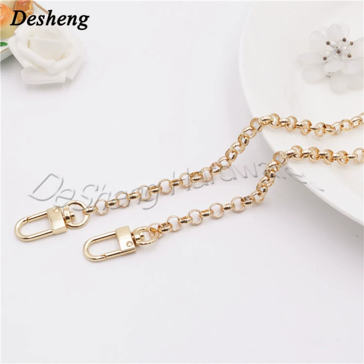 High -end quality metal chain leather female bag shoulder strap 6mmo chain plus dog buckle round iron chain shoulder chain