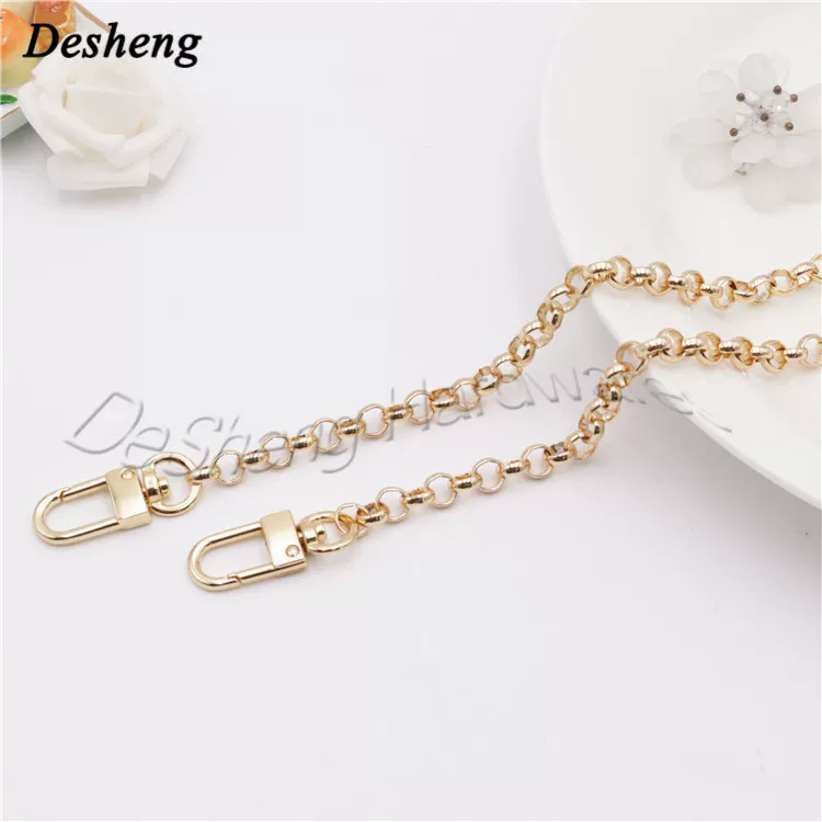 High -end quality metal chain leather female bag shoulder strap 6mmo chain plus dog buckle round iron chain shoulder chain