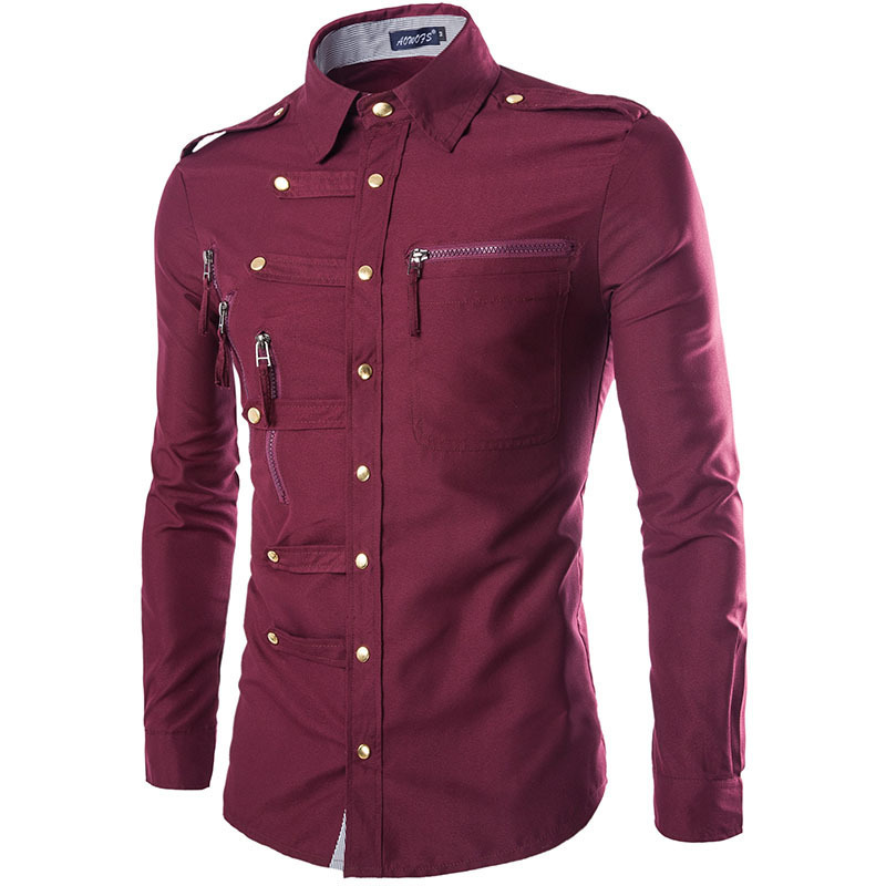 Plus tamaño nuevo recomendar europeo y americano domineering SLIM-Fit camisa de manga larga camisa de los hombres complejo multi-botón camisa