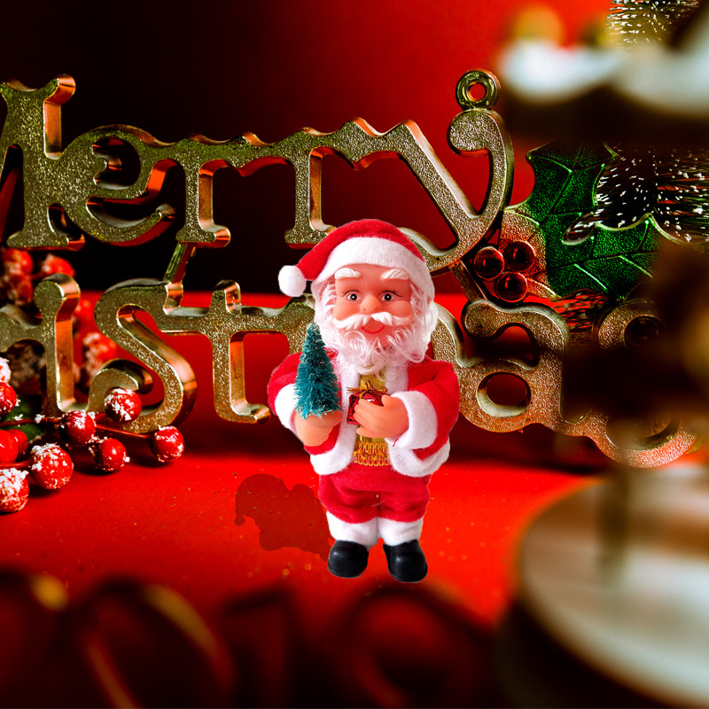 Decoraciones navideñas de pie flannelette 7 pulgadas eléctrica Santa Claus muñeca decoración Navidad regalo de vacaciones