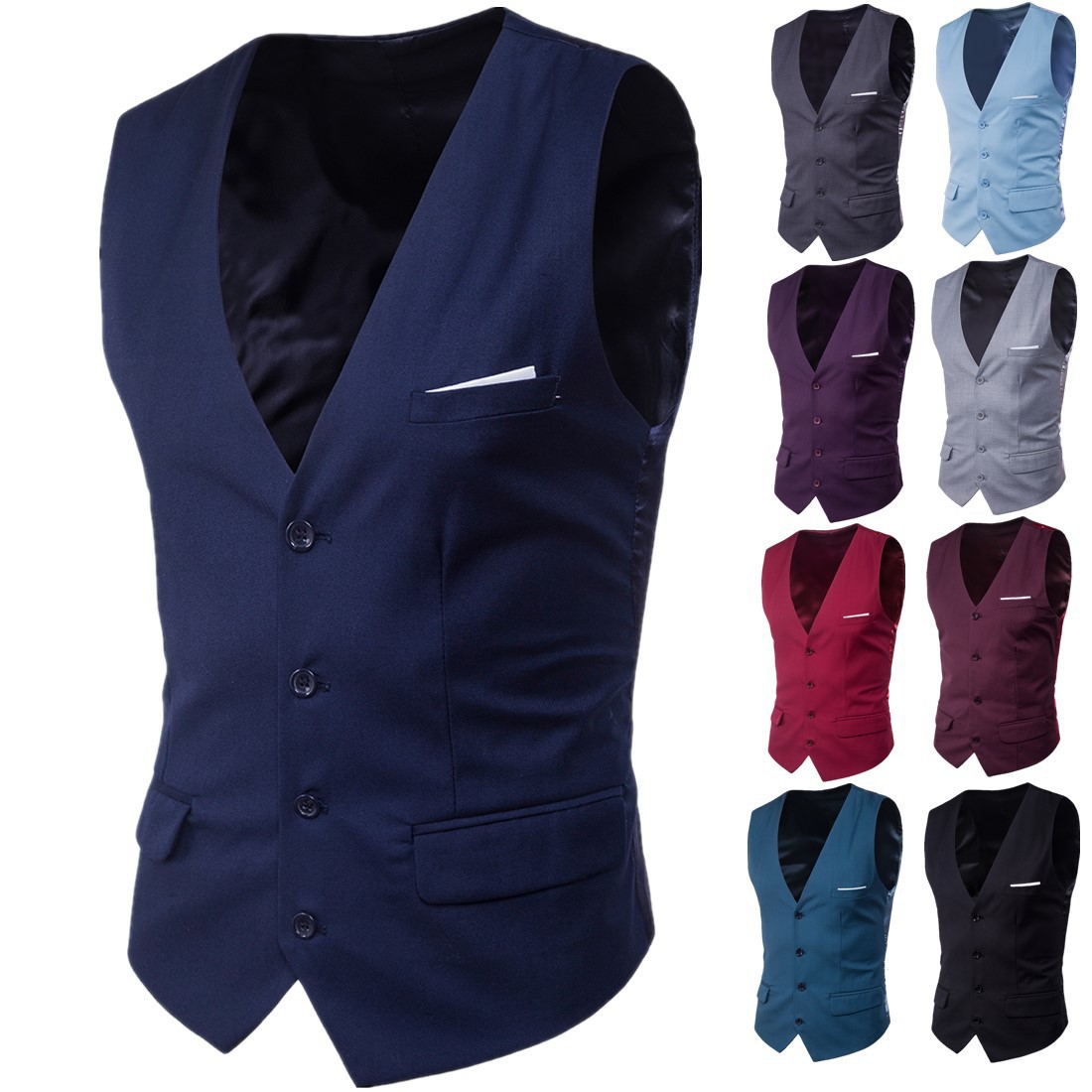 Marca de propiedad propia de los hombres de tamaño Delgado estilo coreano Chaleco de color sólido mejor hombre chaleco XF001 chaleco