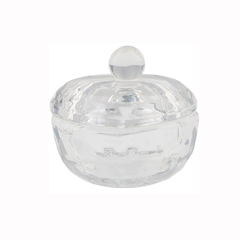 Nueva copa de cristal de manicura con tapa de forma especial taza de lavado de pluma Cristal líquido manicura taza octogonal