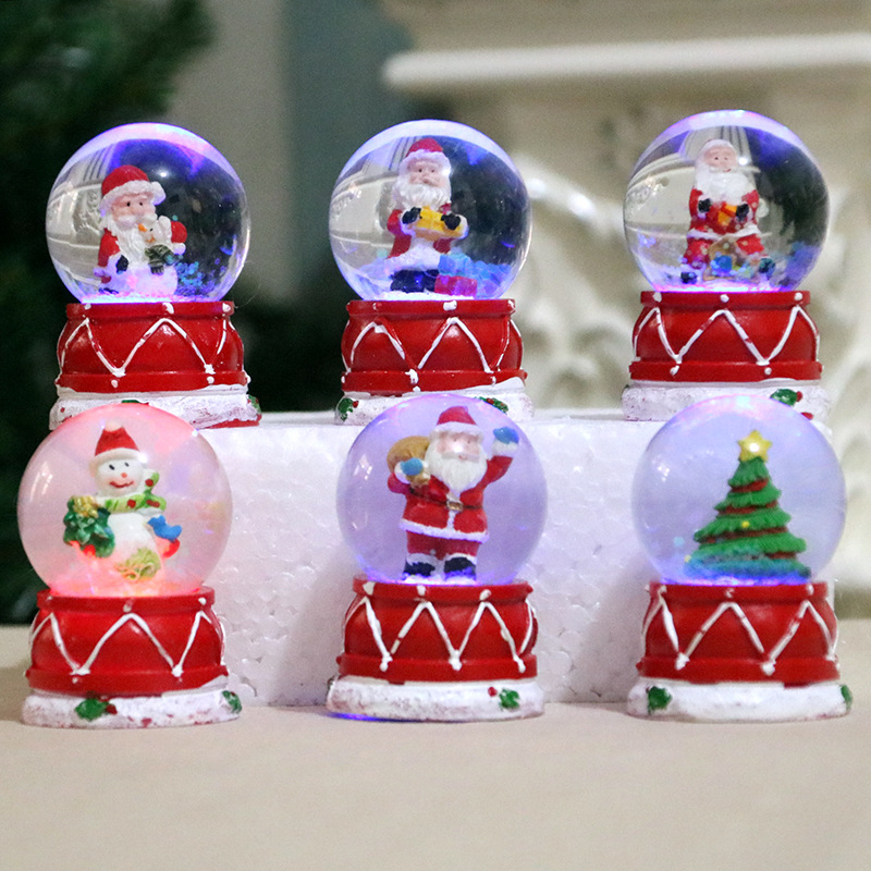 Regalos de Navidad para niños Decoración de Navidad Adornos luminosos Regalos de Navidad de resina Productos decorativos de bolas de cristal