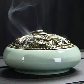 批发蚊香炉大号室内日式香插陶瓷带盖香薰炉防火盘香现代简约风