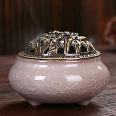 七彩冰裂陶瓷香薰爐家用盤香窯變紫砂佛具仿古驅蚊爐香除臭古銅蓋