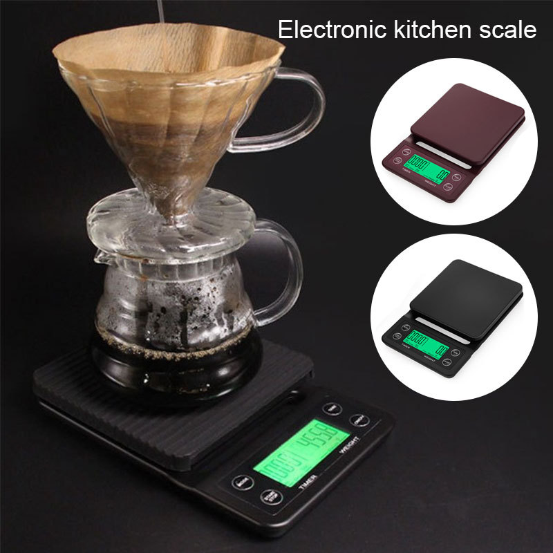 Báscula de café de mano, báscula electrónica de café de tiempo, báscula de hornear, báscula electrónica multifuncional de alta precisión, báscula de cocina, báscula