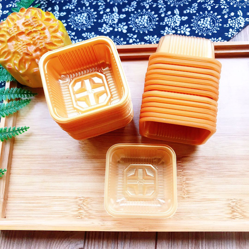 肥厚 PP75 グラム 100 グラム 125 グラム月餅トレイ月餅プラスチックトレイ焼き食品グレード卵黄クリスプトレイ 98 個
