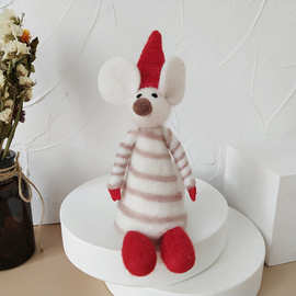 ins北欧风羊毛毡可爱小老鼠桌面迷你摆件创意圣诞装饰品礼物
