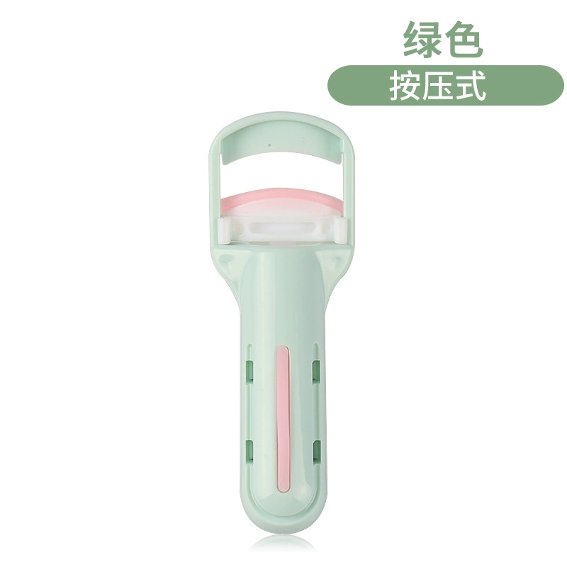 Curling eyelash curler Marian, press-style ABS handle, ergonomic silicone pad — pink/green