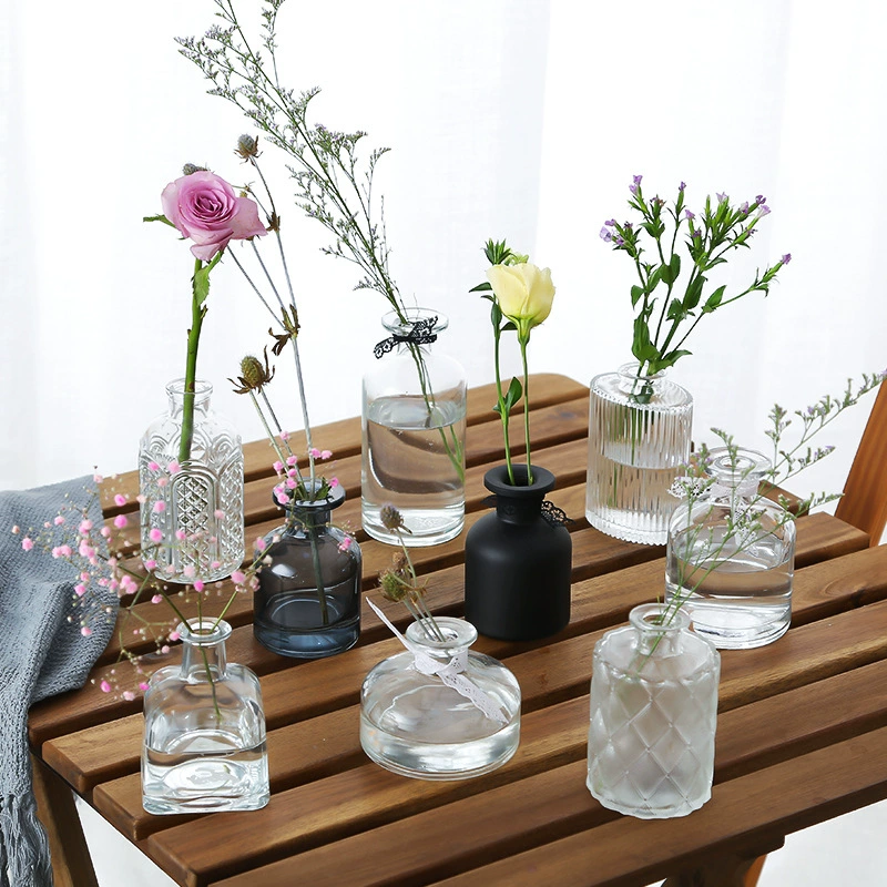 Европейская винтажная художественная цветная прозрачная стеклянная цветочная ваза мелкокалиберная гостиная с сухими цветами