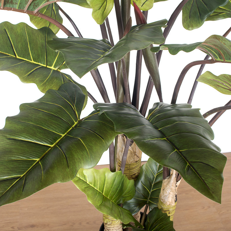 Estilo moderno decorativo planta verde bonsai al por mayor simulación Arco Iris Taro bonsai gran interior planta verde árbol artificial adornos