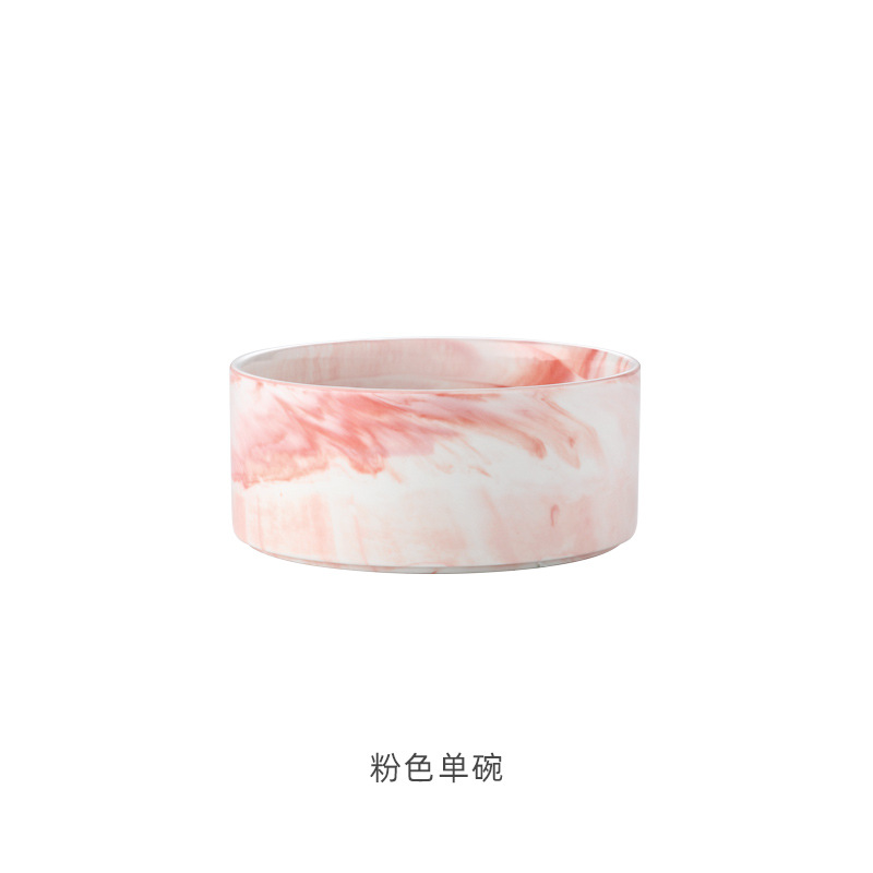 Nórdico creativo jaspeado de cerámica ensaladera tazón de fruta occidental postre tazón de merienda tazón para mascotas gato y perro tazón