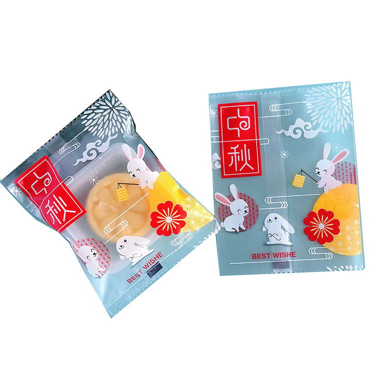 Directo de fábrica transparente pequeño jardín mooncake bolsa pequeña fresca 50g yema de huevo bolsa de embalaje crujiente bolsa de galletas en stock