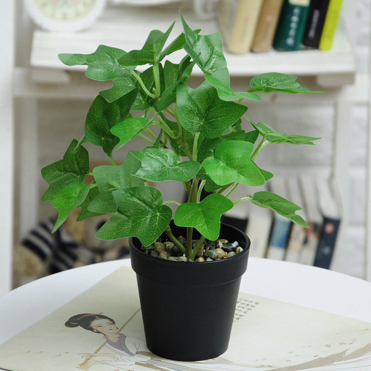 Planta verde artificial rábano verde decoración interior y exterior de plástico en maceta jardín bonsai flores artificiales y plantas pequeños adornos