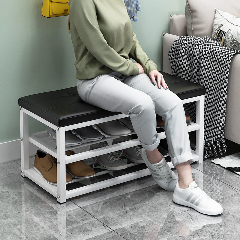 Clothing Store Shoe Bench, Household Bed End Storage Sofa Bench, Rectangular Rest Shoe Store Storage Bench, Multi-layer Shoe