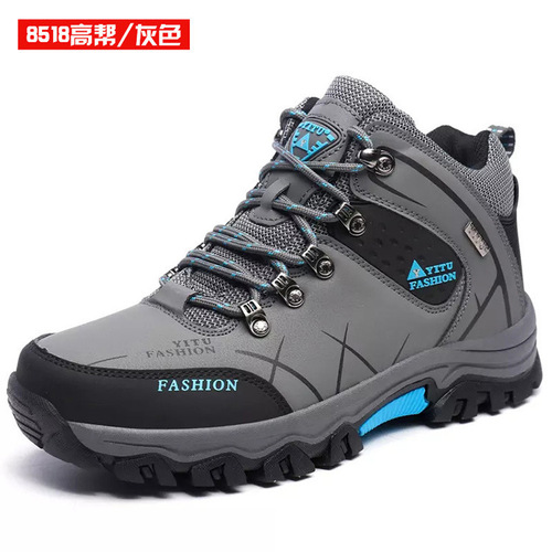 New outdoor hiking men's travel shoes, sports and leisure running autumn and winter men's shoes, warm and velvet high-top outdoor shoes