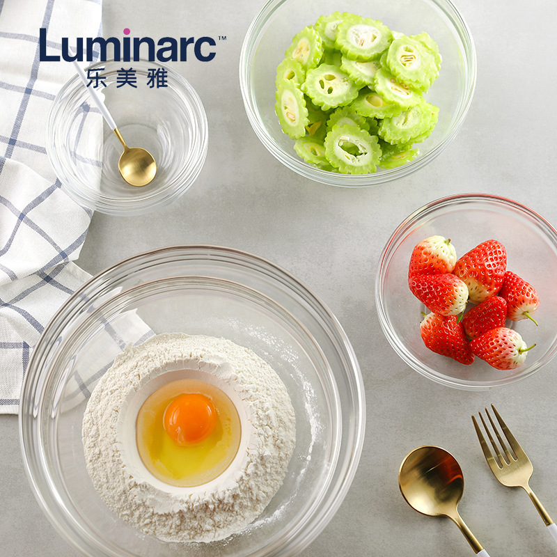 Lemeya Tempered Glass Heat Resistant Oven Microwave Baking Soup Bowl Salad Bowl Fruit Snack Instant Noodle Bowl Set