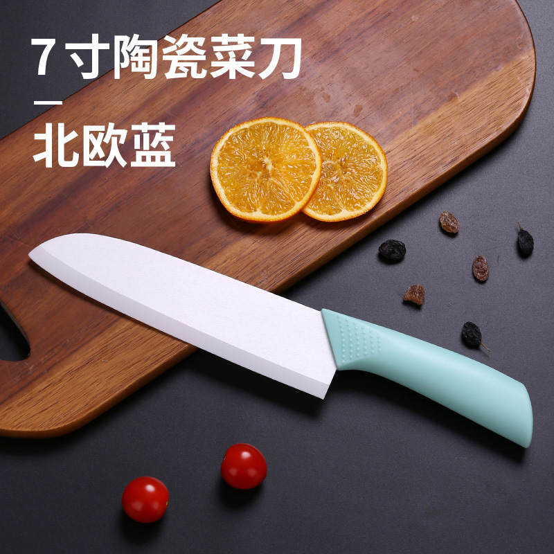 Fábrica en stock cocina directa cuchillo de cocina de cerámica cuchillo de mango negro antideslizante 6 7 pulgadas fruta Yangjiang cuchillo al por mayor