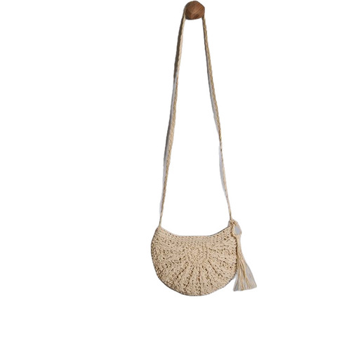 One piece drop shipping manufacturer wholesale straw bag single shoulder crossbody women's bag fashionable small capacity forest style beach vacation bag