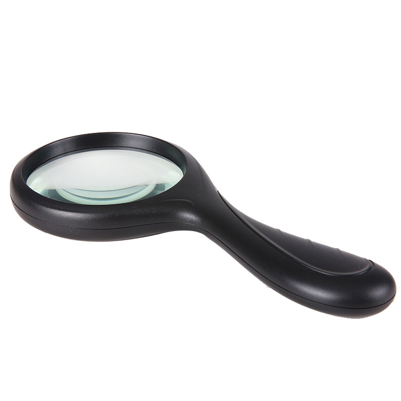 9字型弯柄手持4倍老人阅读维修90mm高倍塑料框架玻璃放大镜88007