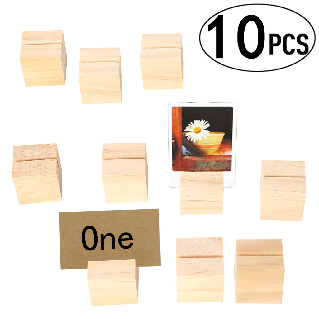 Calendario de escritorio postal base de madera titular de la nota soporte de madera nota tarjeta de visita foto mensaje titular 10 piezas