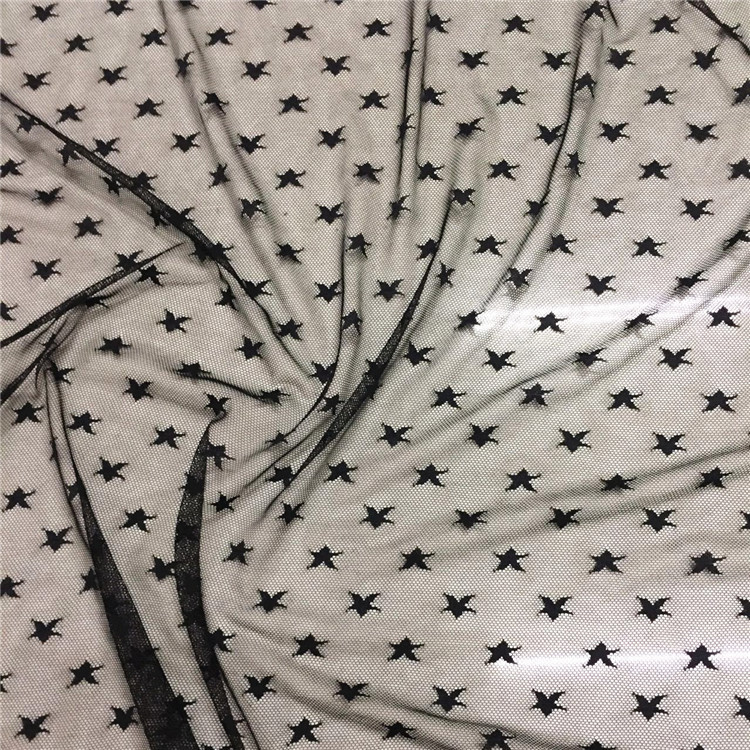 厂家直销~弹力锦氨柔软亲肤五角星提花网布 童装打底裙子等面料