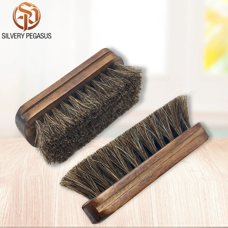 Мягкая щетка для волос Коричневый маленький квадрат Ежедневные необходимости Мане деревянная щетка для обуви Лотос деревянная кожаная обувь Пыль щетка конский волос щетка для обуви