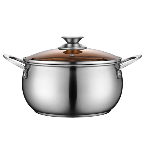 Thickened stainless steel pot, induction cooker pot, soup pot, composite steel pot, double-eared pot, pearl pot, practical gift pot