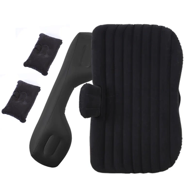 Interior supplies folding car inflatable bed PVC flocking car inflatable mattress SUV car travel inflatable bed (Vehicle-mounted inflatable bed) - 203-straight-split-with-block-black