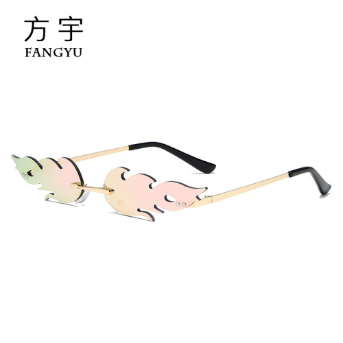 New Flame European and American Fashion Sunglasses Funny Metal Glasses Frameless Personalized Sunglasses for Women Wholesale